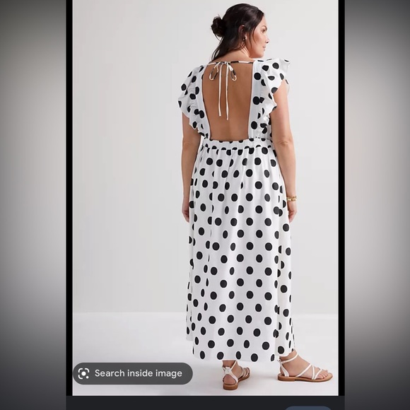 Anthropologie Amadi black &white open back polka dot dress large maxi GUC - Picture 4 of 9